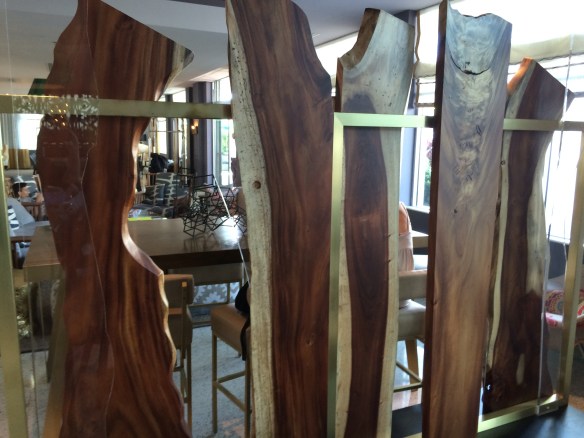 These slabs were standing in the lobby as art work.  I am a huge fan of live edge slabs, but felt like I was walking through the lumber yard.  Felt really out of place in South Beach.